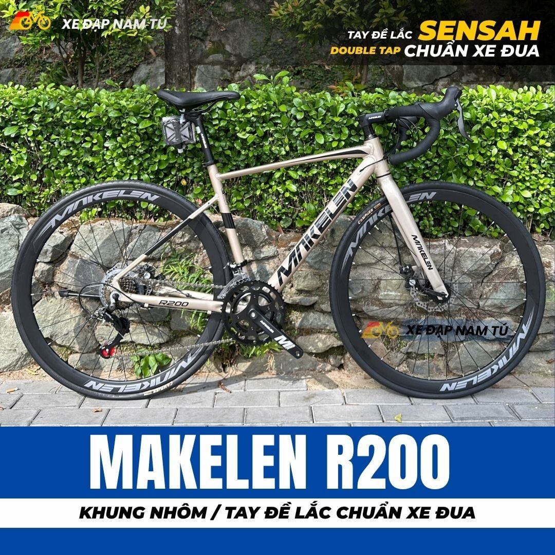  Xe Đạp Đua Makelen R200, Khung Sườn Nhôm, Tay Đề Lắc, Phanh Dĩa Chuẩn Xe Đua 