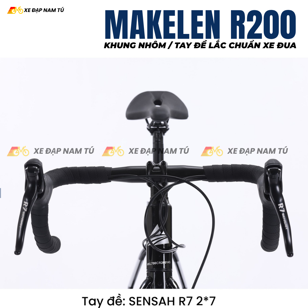  Xe Đạp Đua Makelen R200, Khung Sườn Nhôm, Tay Đề Lắc, Phanh Dĩa Chuẩn Xe Đua 