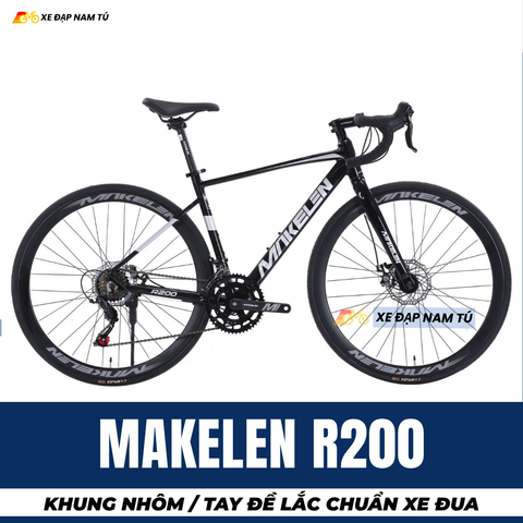  Xe Đạp Đua Makelen R200, Khung Sườn Nhôm, Tay Đề Lắc, Phanh Dĩa Chuẩn Xe Đua 
