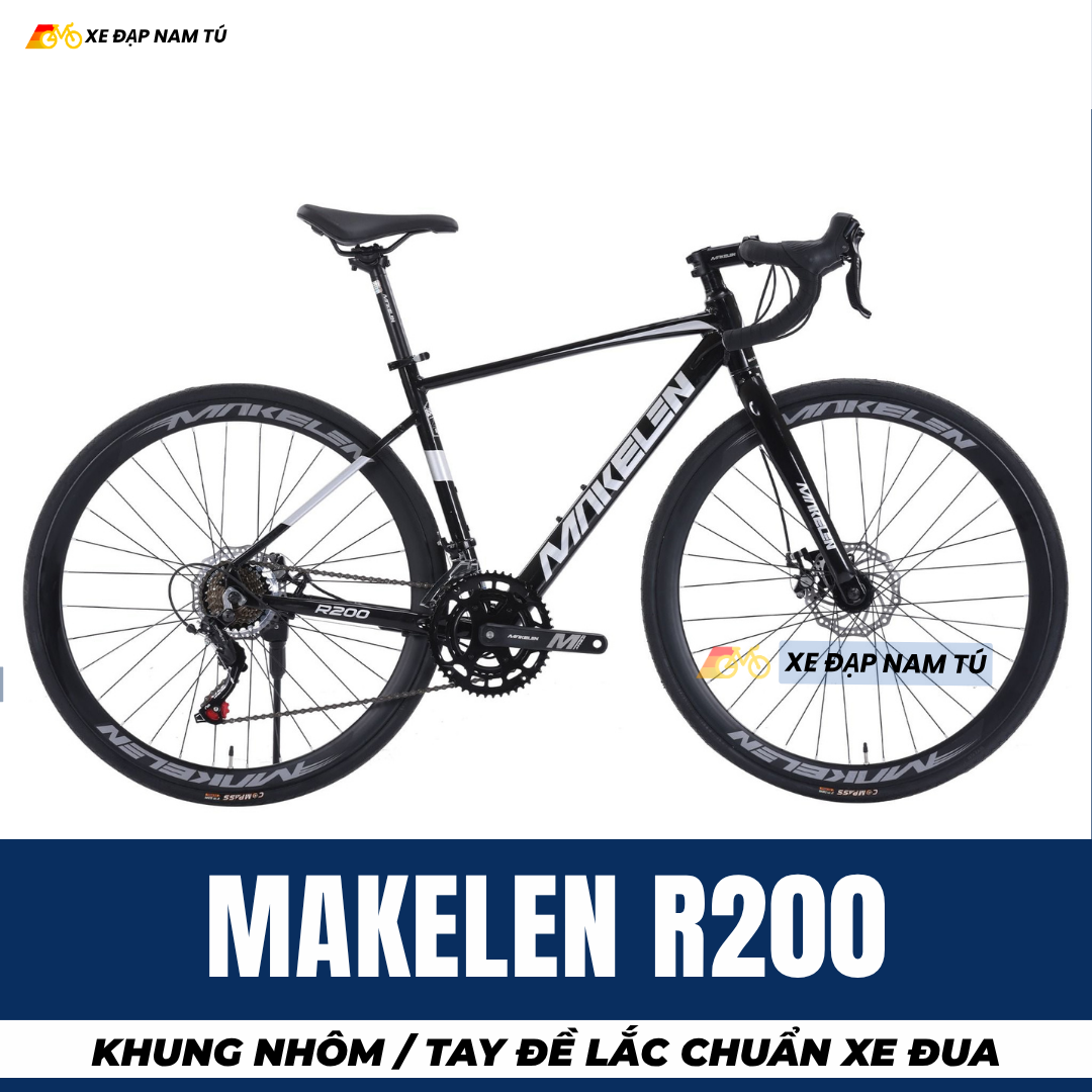  Xe Đạp Đua Makelen R200, Khung Sườn Nhôm, Tay Đề Lắc, Phanh Dĩa Chuẩn Xe Đua 
