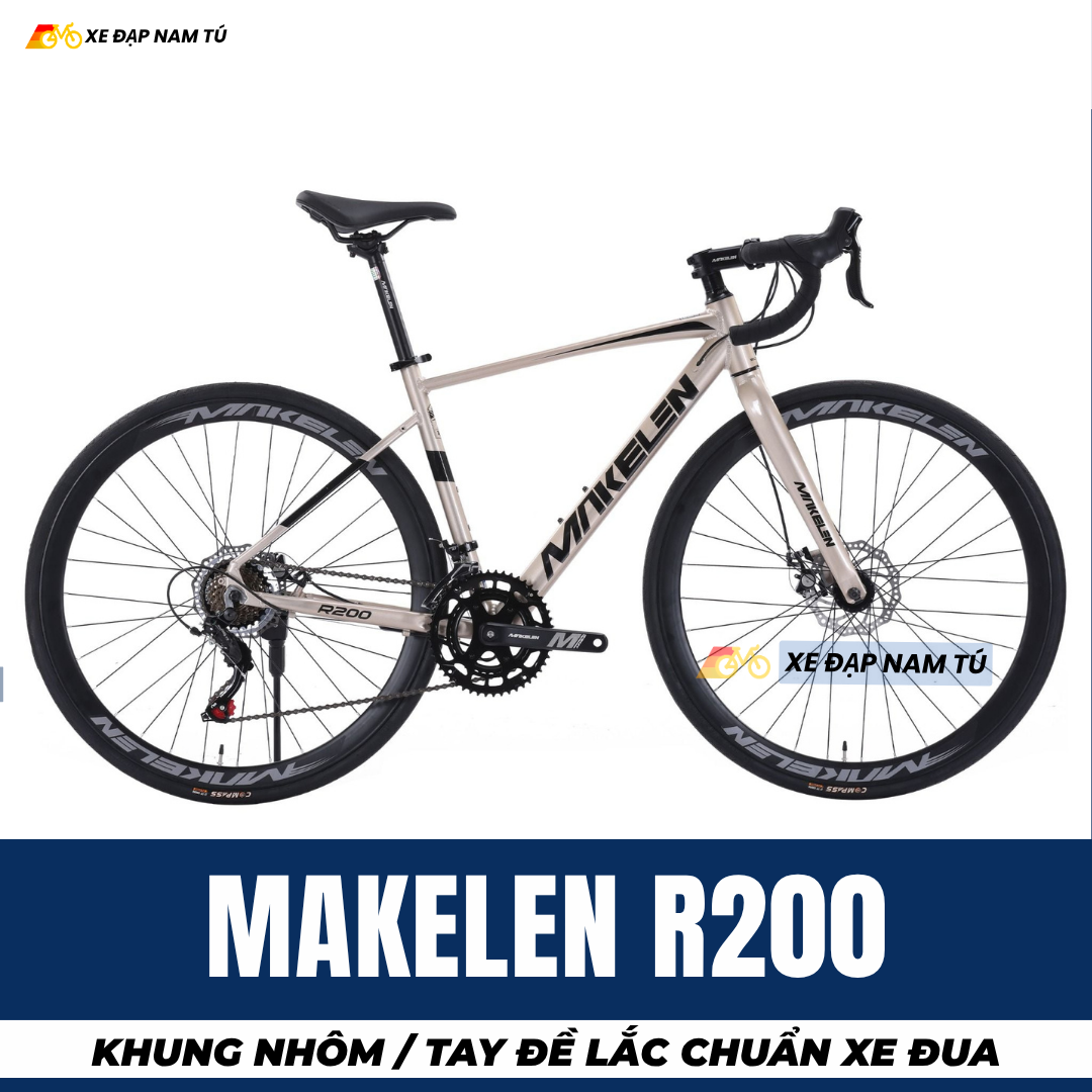  Xe Đạp Đua Makelen R200, Khung Sườn Nhôm, Tay Đề Lắc, Phanh Dĩa Chuẩn Xe Đua 