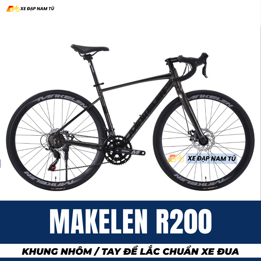  Xe Đạp Đua Makelen R200, Khung Sườn Nhôm, Tay Đề Lắc, Phanh Dĩa Chuẩn Xe Đua 