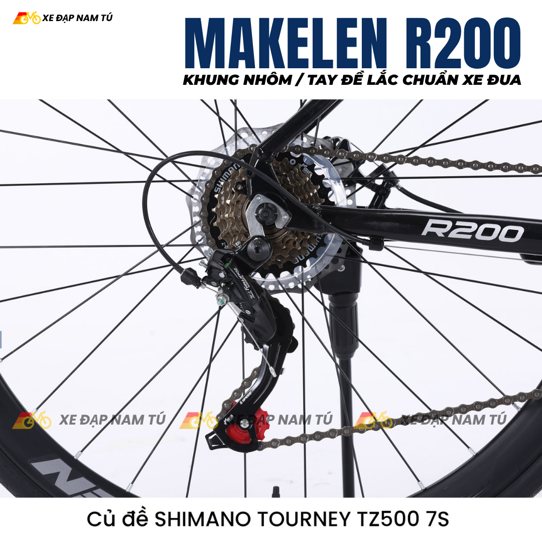  Xe Đạp Đua Makelen R200, Khung Sườn Nhôm, Tay Đề Lắc, Phanh Dĩa Chuẩn Xe Đua 