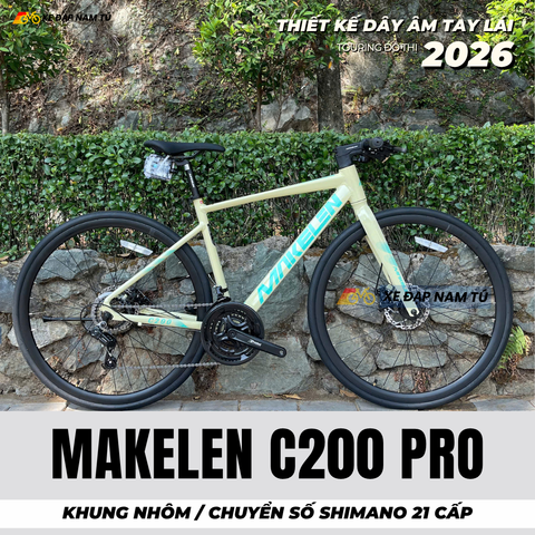  XE ĐẠP TOURING MAKELEN C200 PRO [2026] DÂY ÂM TAY LÁI, KHUNG NHÔM, BỘ CHUYỂN ĐỘNG SHIMANO 21 CẤP 