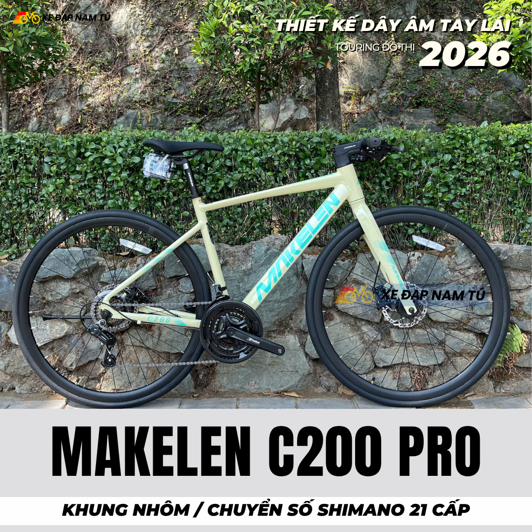  XE ĐẠP TOURING MAKELEN C200 PRO [2026] DÂY ÂM TAY LÁI, KHUNG NHÔM, BỘ CHUYỂN ĐỘNG SHIMANO 21 CẤP 