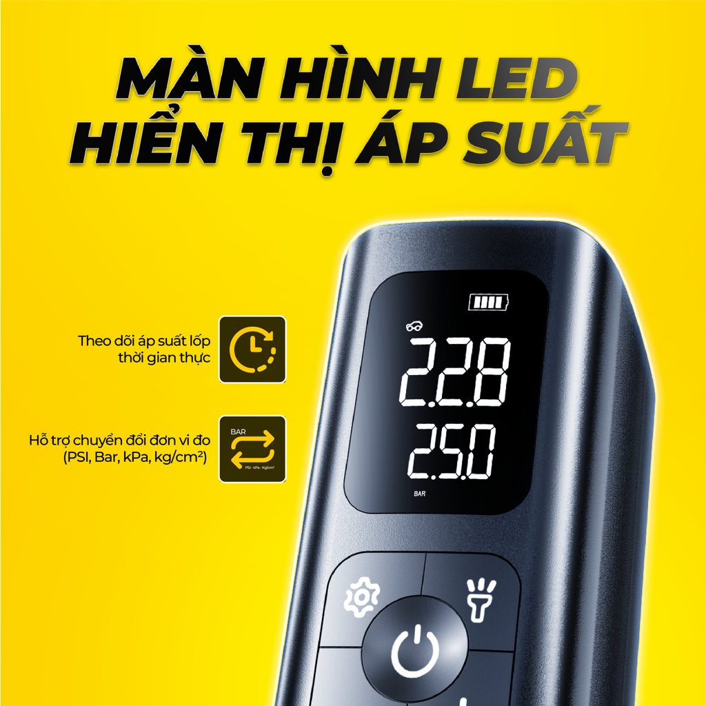 [New] Bơm lốp ô tô mini thông minh không dây công suất cao T15B
