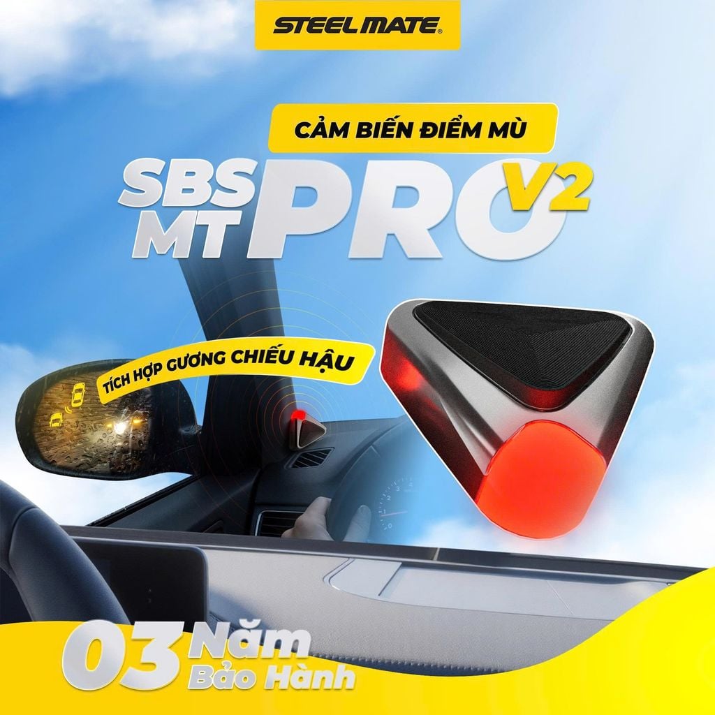 Cảm biến cảnh báo điểm mù công nghệ 1 Radar tín hiệu trên gương chiếu hậu SBS-MT PRO V2
