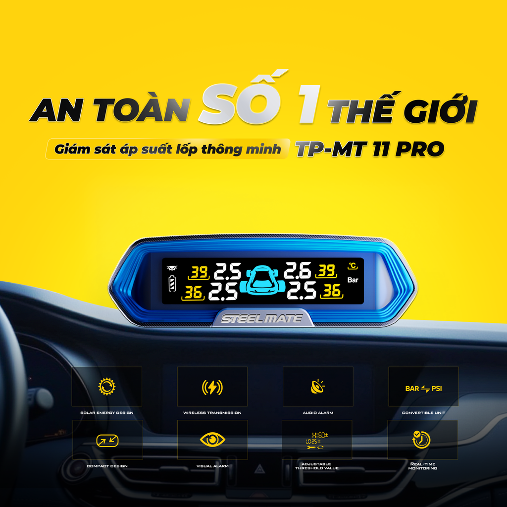 Hệ thống giám sát áp suất lốp năng lượng mặt trời tín hiệu giọng nói TP-MT 11 PRO