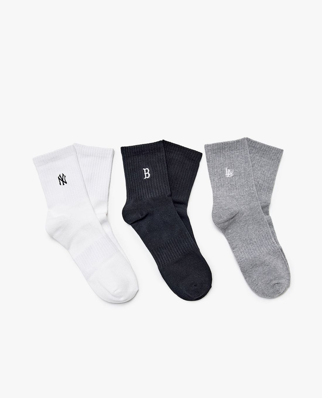MLB - Unisex Small Logo Embroidered 3-Pack Crew Socks