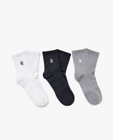  MLB - Unisex Small Logo Embroidered 3-Pack Crew Socks 