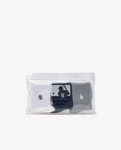  MLB - Unisex Small Logo Embroidered 3-Pack Crew Socks 
