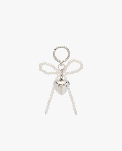  MLB - Women Pearl Ribbon Heart Keychain 