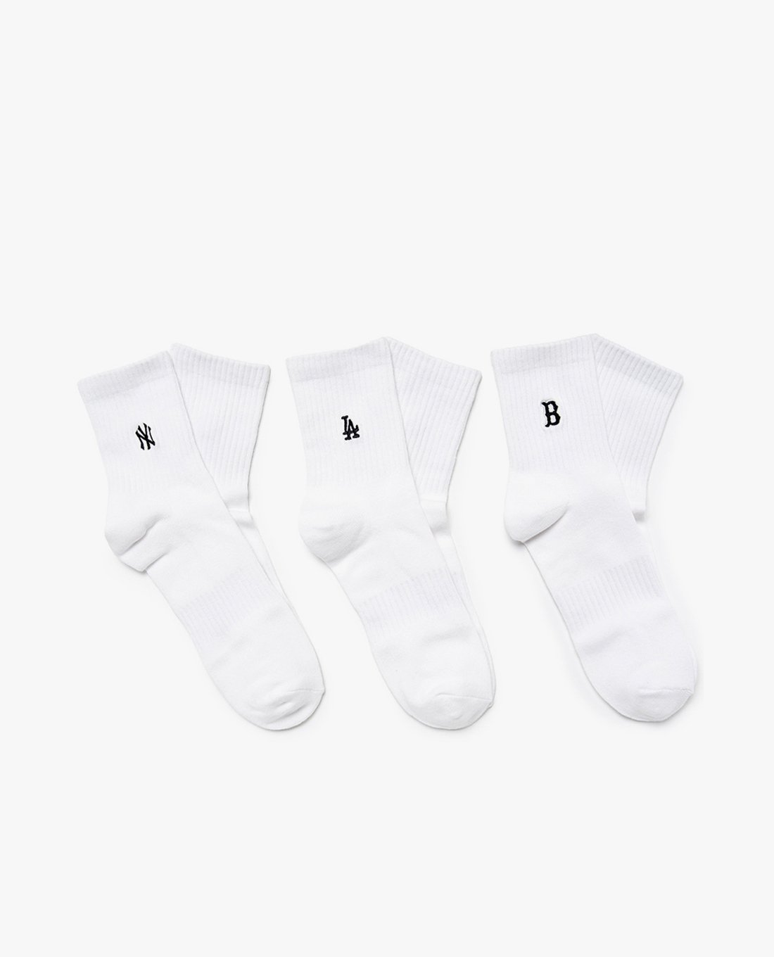 MLB - Set Of 3 Unisex High Cut Socks With Small Logo Embroidered