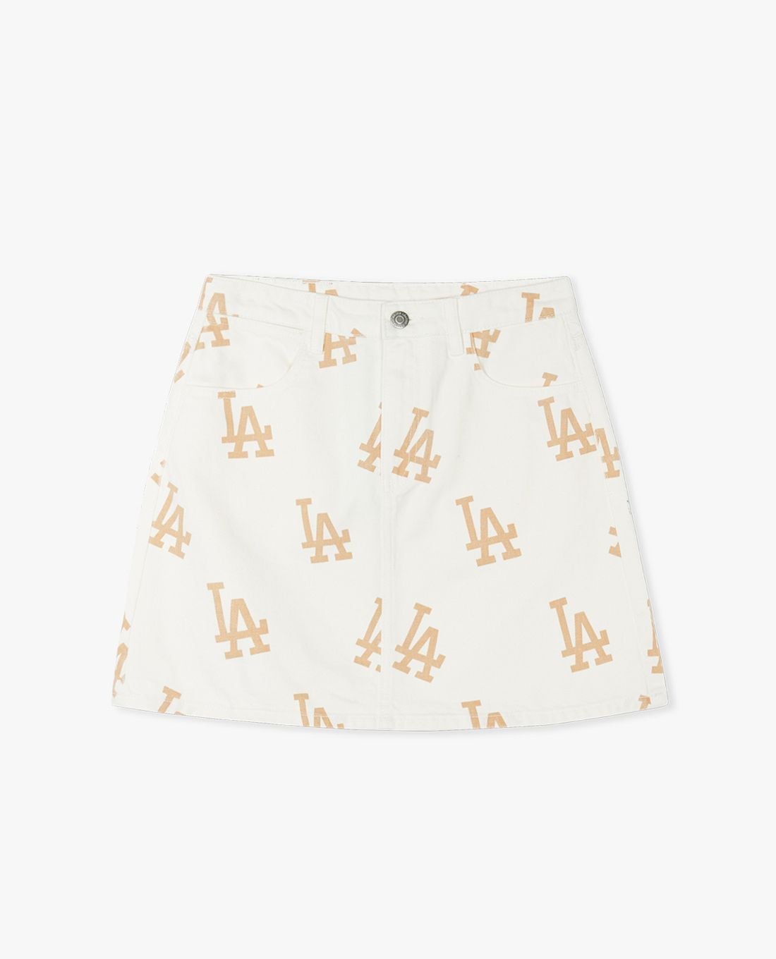 MLB - Basic Multi Megalogo Print A-Line Mini Denim Skirt