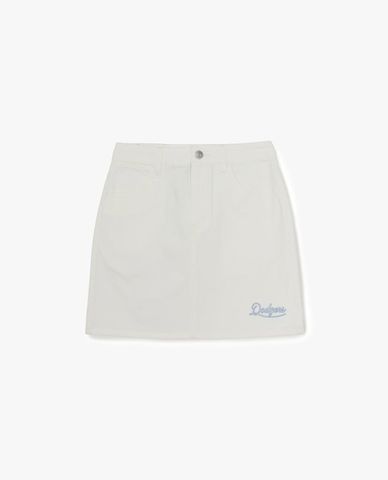  MLB - Women Varsity Lettering Mini Denim Skirt 