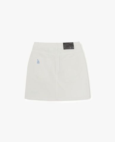  MLB - Women Varsity Lettering Mini Denim Skirt 