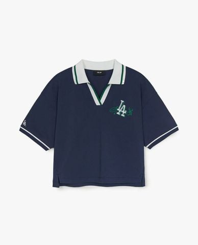  MLB - Women's Athleisure Short-Sleeve Crop Polo Shirt 