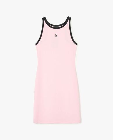  MLB - Women's Sleeveless Mini Dress Crew Neck Basic Small Logo Ribbed Ringer 