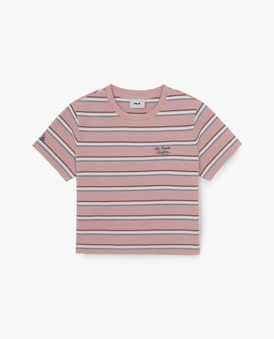  MLB - Women Sportive Striped Short Sleeve Croptop 