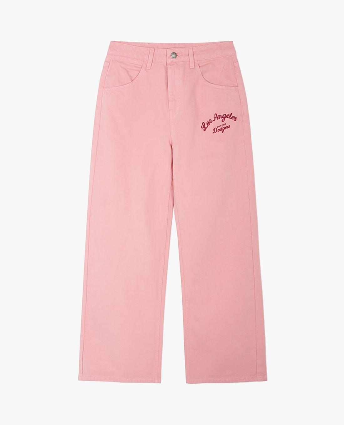 MLB - Wide Leg Women's Jeans With Varsity Cursive Embroidery