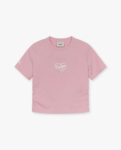  MLB - Women's Short Sleeve Crew Neck Heart Athleisure Croptop 