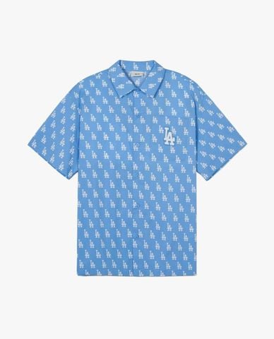  MLB - Unisex Short Sleeve Collared Shirt with Monogram Pattern 