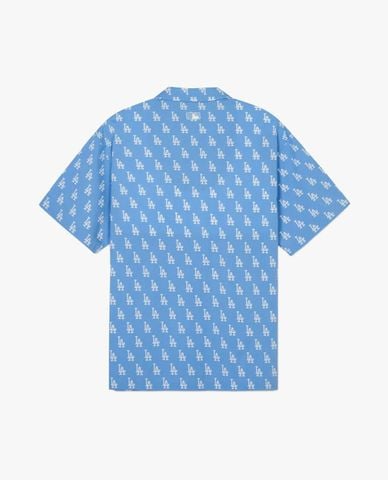  MLB - Unisex Short Sleeve Collared Shirt with Monogram Pattern 