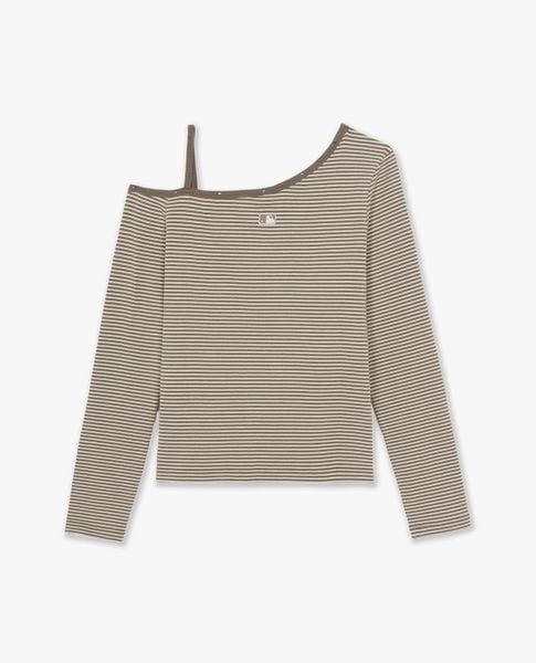  MLB - Women Striped Logo Off Shoulder Top 