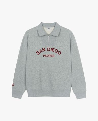  MLB - Unisex Varsity Lettering Long-Sleeve Collared Sweatshirt 