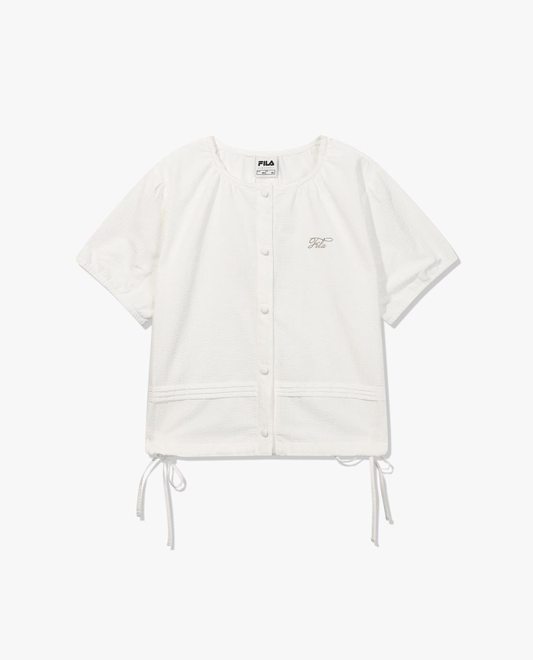 FILA - Women Round Neck Short Sleeve Drawstring Blouse