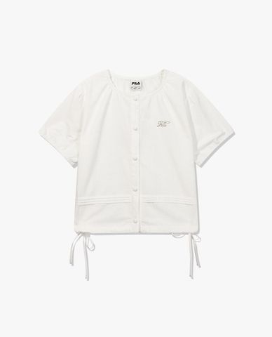  FILA - Women Round Neck Short Sleeve Drawstring Blouse 