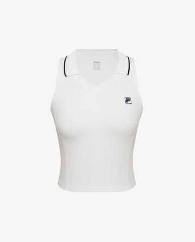  FILA - Áo ba lỗ thể thao nữ cổ bẻ phối logo 