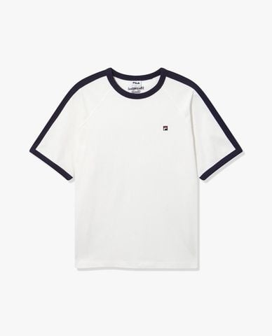  FILA - Unisex Ringer Track Round Neck Short Sleeve T Shirt 