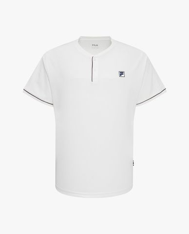  FILA - Unisex Henley Short Sleeve Logo T Shirt 