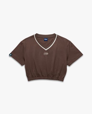  FILA - Women's V Neck Short Sleeve Croptop Origin 