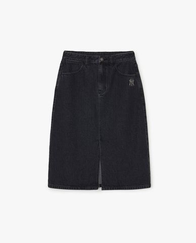  MLB - Women Modern Slit Midi Denim Skirt 