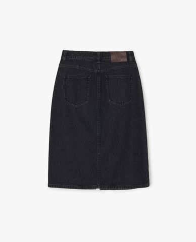  MLB - Women Modern Slit Midi Denim Skirt 