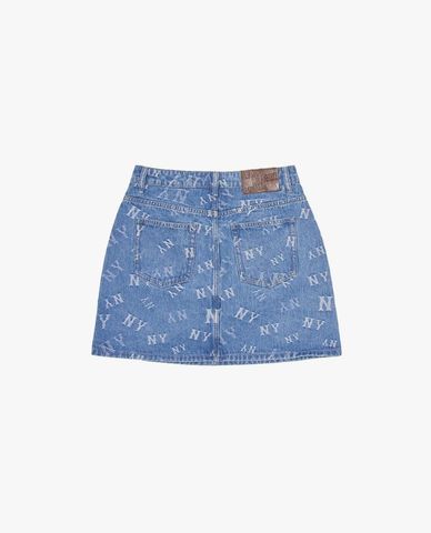  MLB - Women Monogram Mini Denim Skirt 