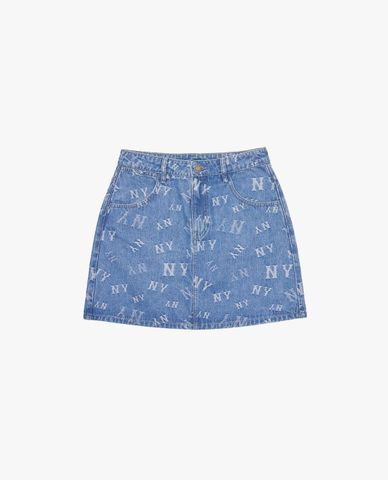  MLB - Women Monogram Mini Denim Skirt 