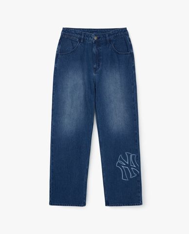  MLB - Men Embroidered Logo Wide Leg Jeans 