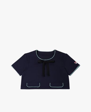  FILA - Women's Braided Short Sleeve Cropped T Shirt 