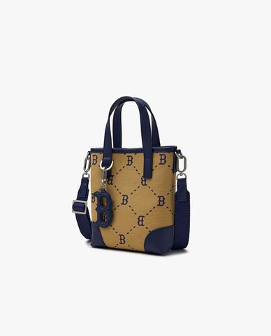  MLB - កាបូបប្រភេទ Mini Crossbody សំពត់រាងចតុមុខ មូណូក្រាមពេជ្រ 