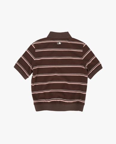  MLB - Women Varsity Striped Short Sleeve Polo Shirt 