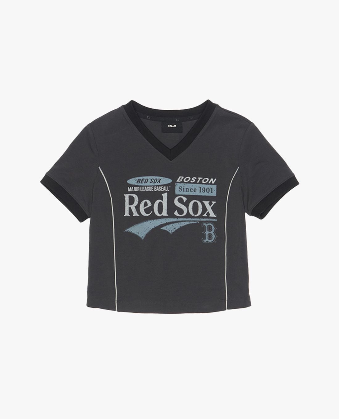 MLB - Áo croptop nữ cổ V tay ngắn Varsity