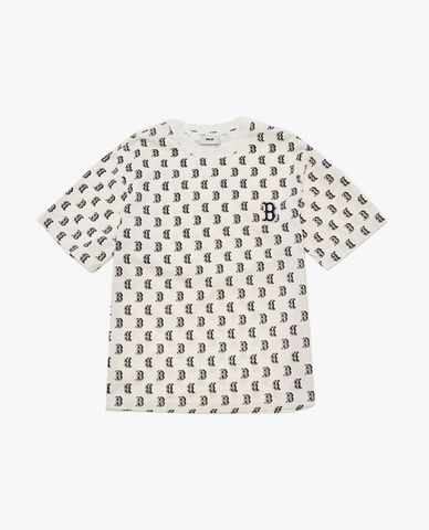  MLB - Unisex Monogram Print Crewneck Short Sleeve T Shirt 