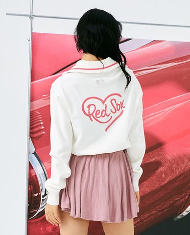  MLB - Women's Sweatshirt Collared Long Sleeve Heart 