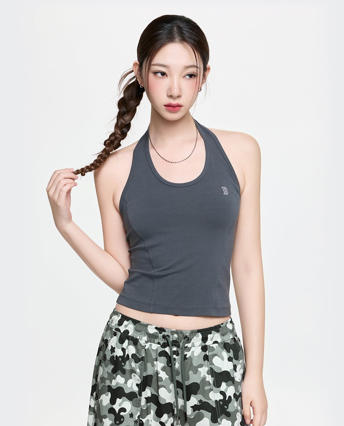 MLB - Women Halter Logo Embroidered Croptop