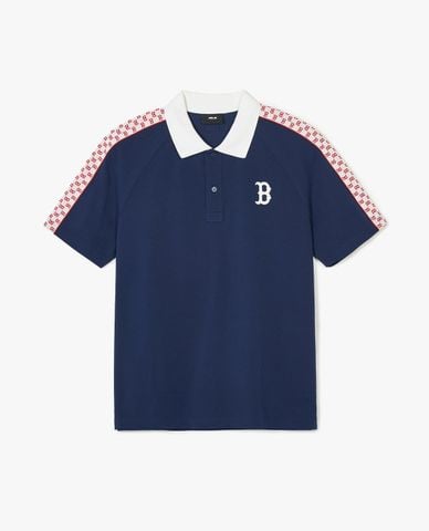  MLB - Unisex Short-Sleeve Polo Monogram Part Pattern Collar 