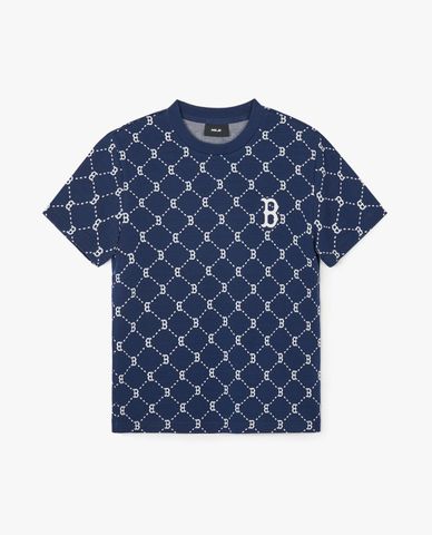  MLB - Unisex Round Neck Short Sleeve T Shirt Diamond Monogram Jacquard 