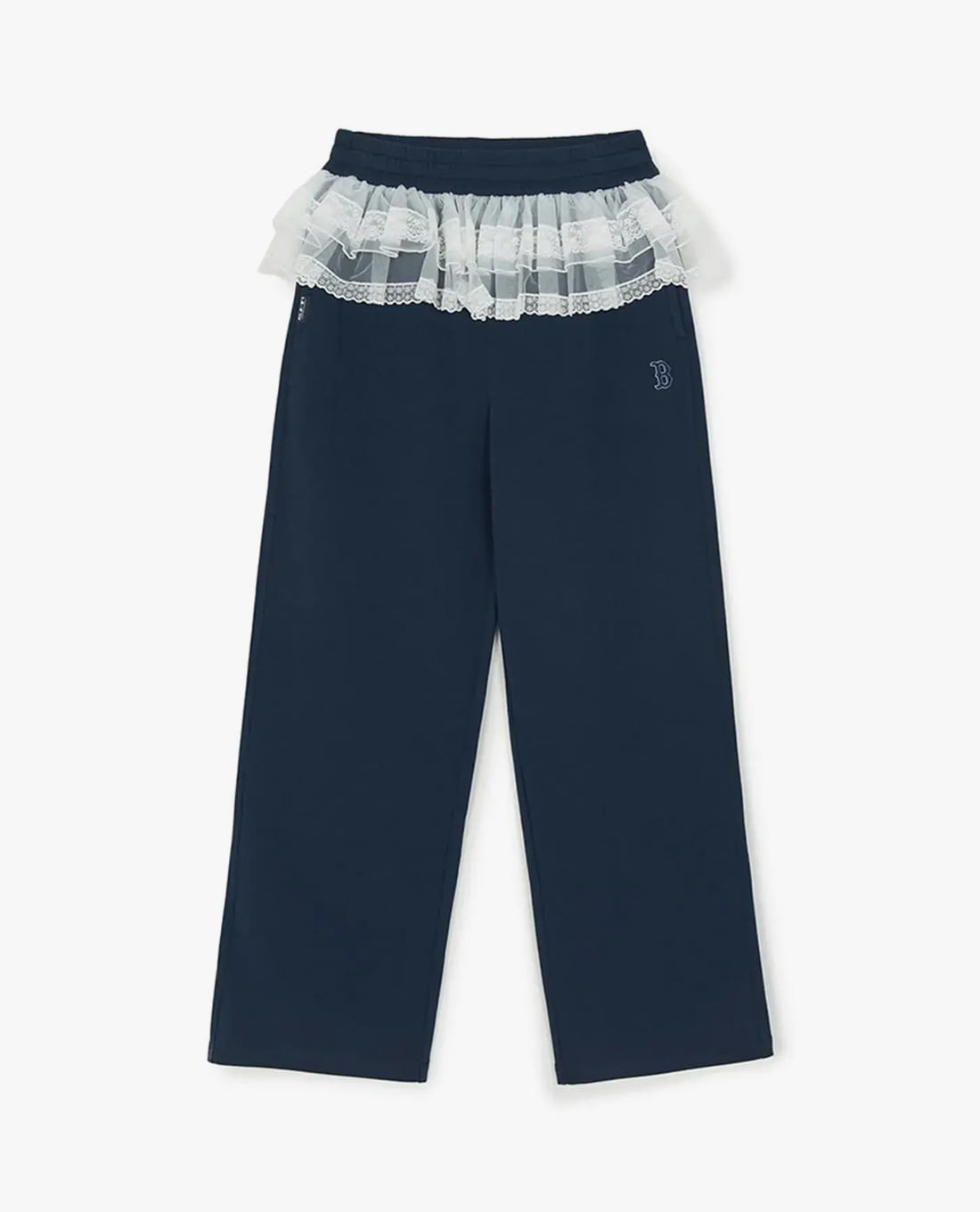 MLB - Women Basic Lace Detail Elastic Waist Wide Leg Pant